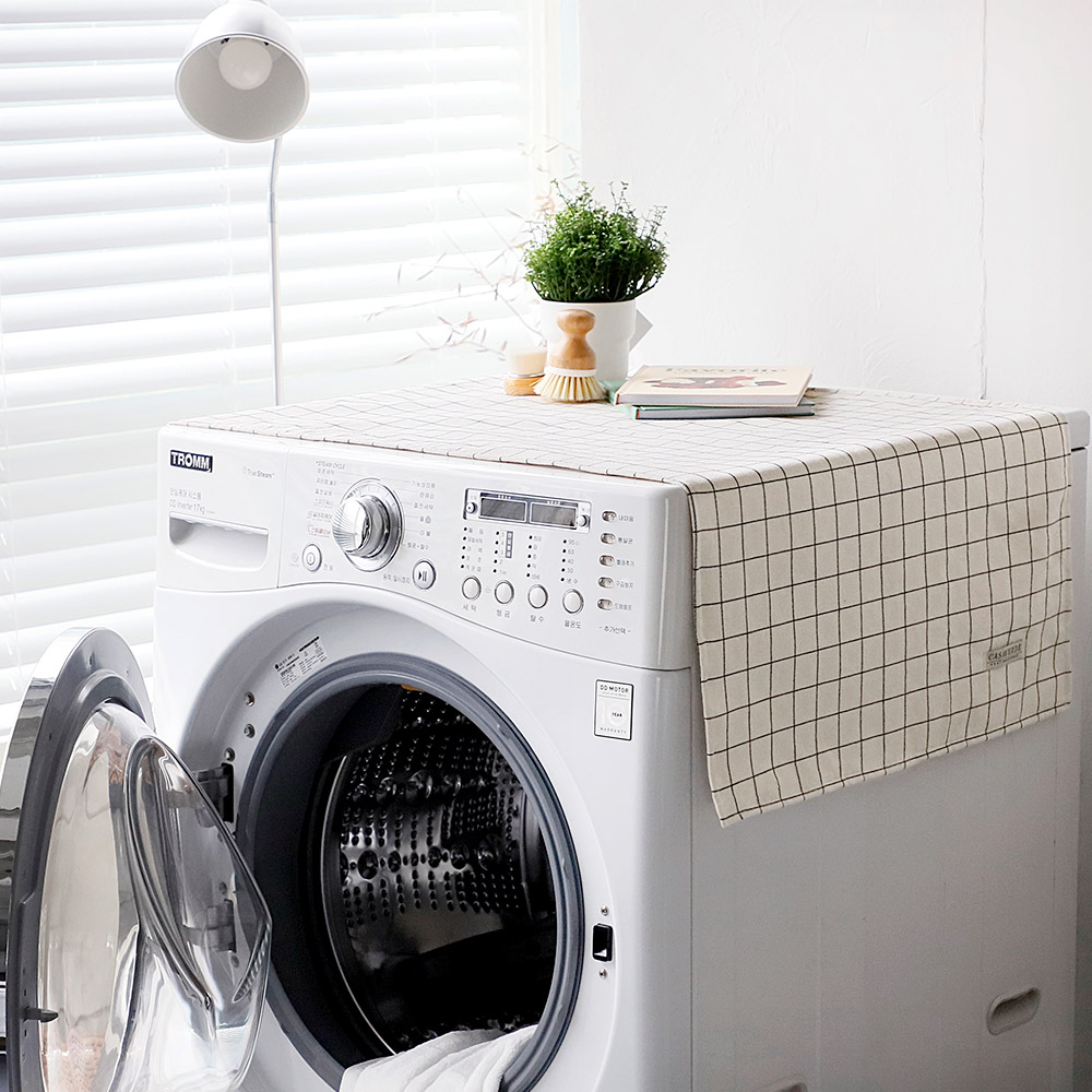 까사베르데 윈도우 체크 미끄럼방지 논슬립 세탁기 커버, 아이보리 15,690원