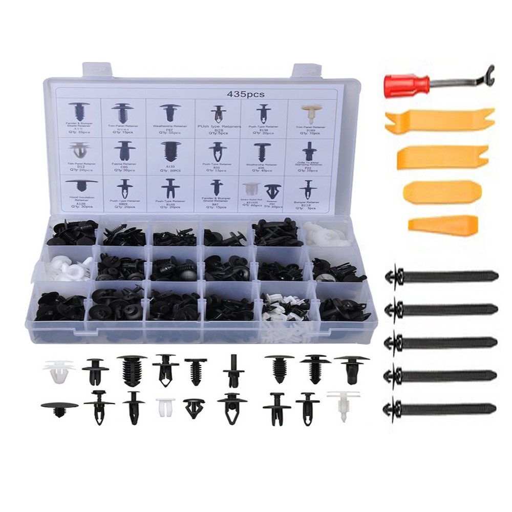 [435PCS+공구세트] 자동차 리테이너 클립 플라스틱 패스너 클립 몰딩 클립 제거 범퍼 휀다 트렁크 너트 리벳 나사 펜더 볼트, 1개 24,050원