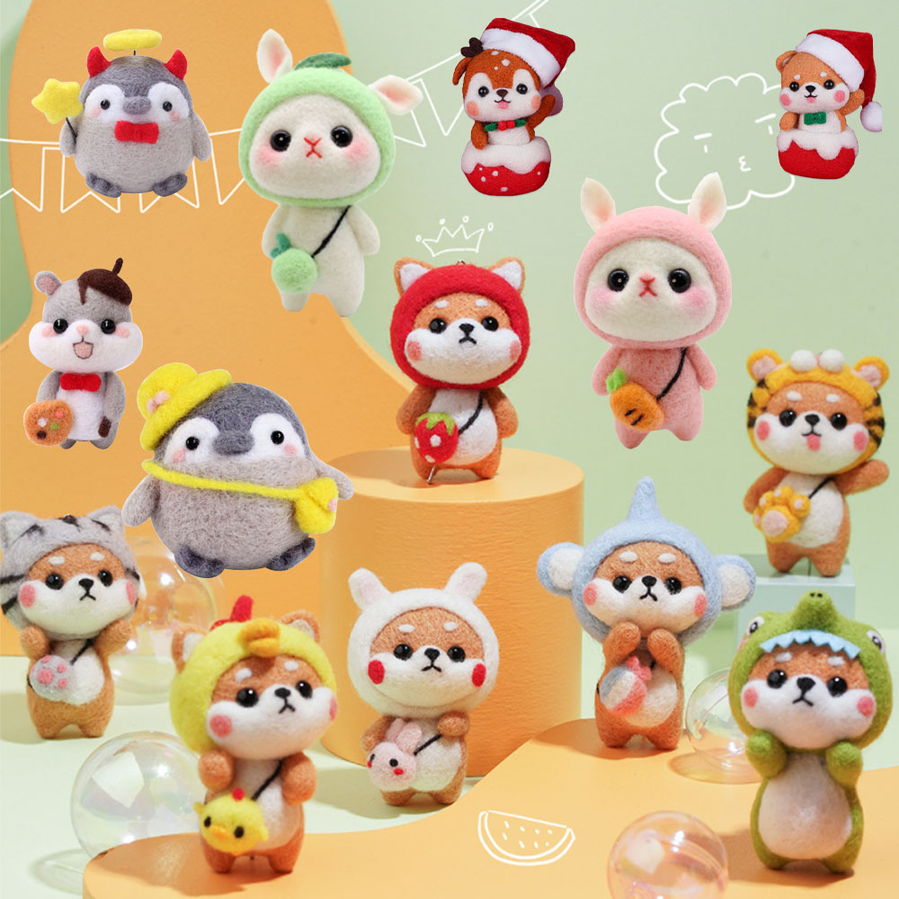 양모펠트 니들펠트 DIY 키트 만들기 선인장 강아지 고양이, 미니 고양이 시리즈_미니 회색 고양이, 1개 10,900원