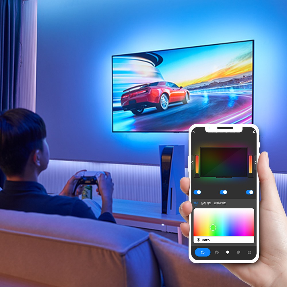 헤이홈 스마트 싱크라이트 LED 스트립 HDMI 2.0 TV용 백라이트 인테리어 조명, 5m, 1개, 변경가능 141,750원