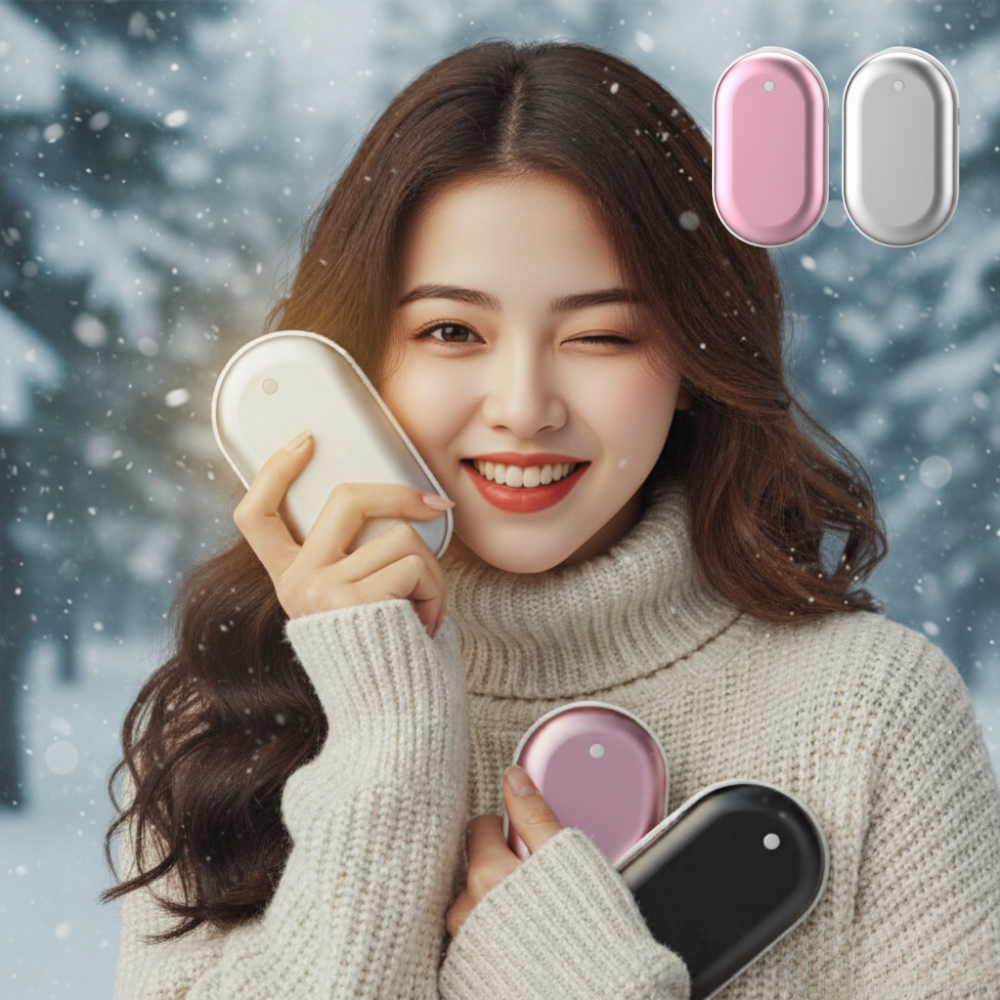 [1+1] 누바르 완전따숩 충전식 손난로 핫팩 휴대용 보조배터리 C타입 5000mAh, 플래티넘실버+샴페인핑크 19,900원