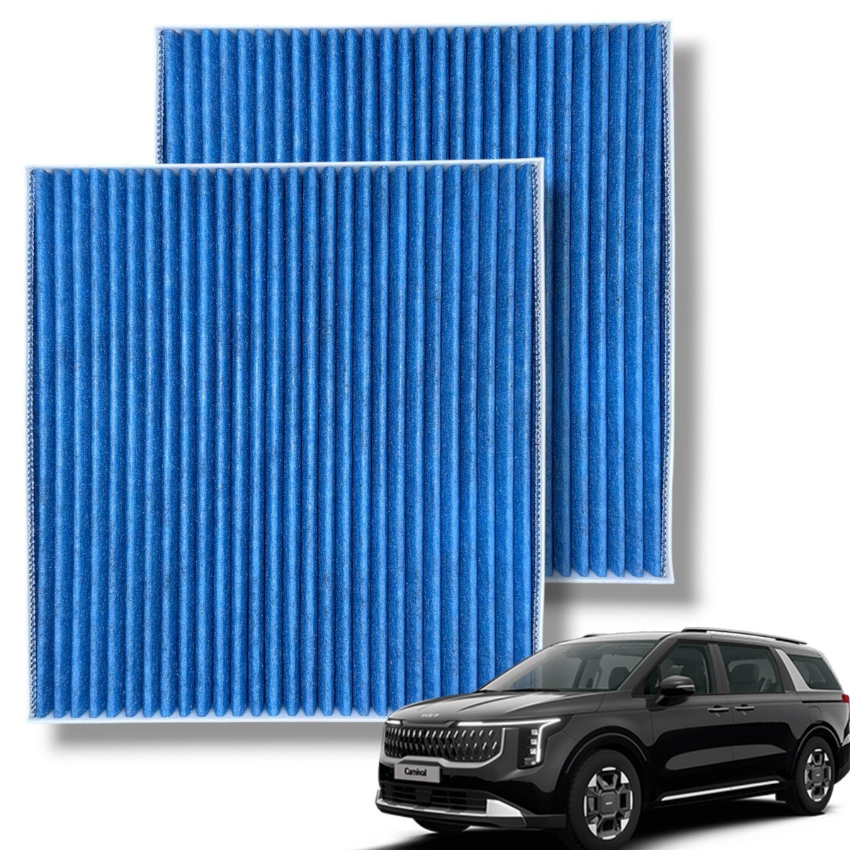 에어루브 블루 PM0.3 KA4 카니발 4세대 전,후면 첨착 활성탄 에어컨 필터 세트, 카니발 4세대 전,후면 필터, 1세트 14,500원