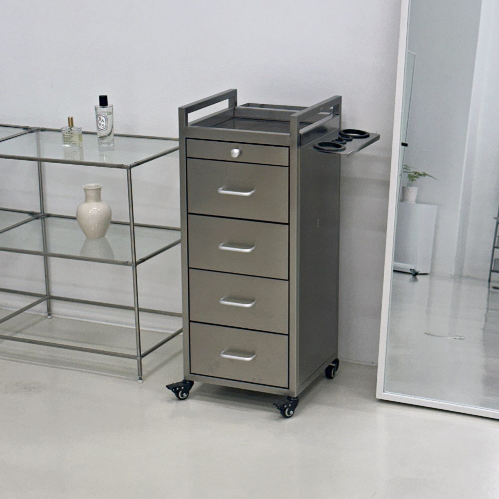 누스 스틸 미용 츄레이 미용실 트레이 가위정리대 웨건 트롤리 미드센추리 모던 메탈, 5+1단, 실버(STS200) 289,900원