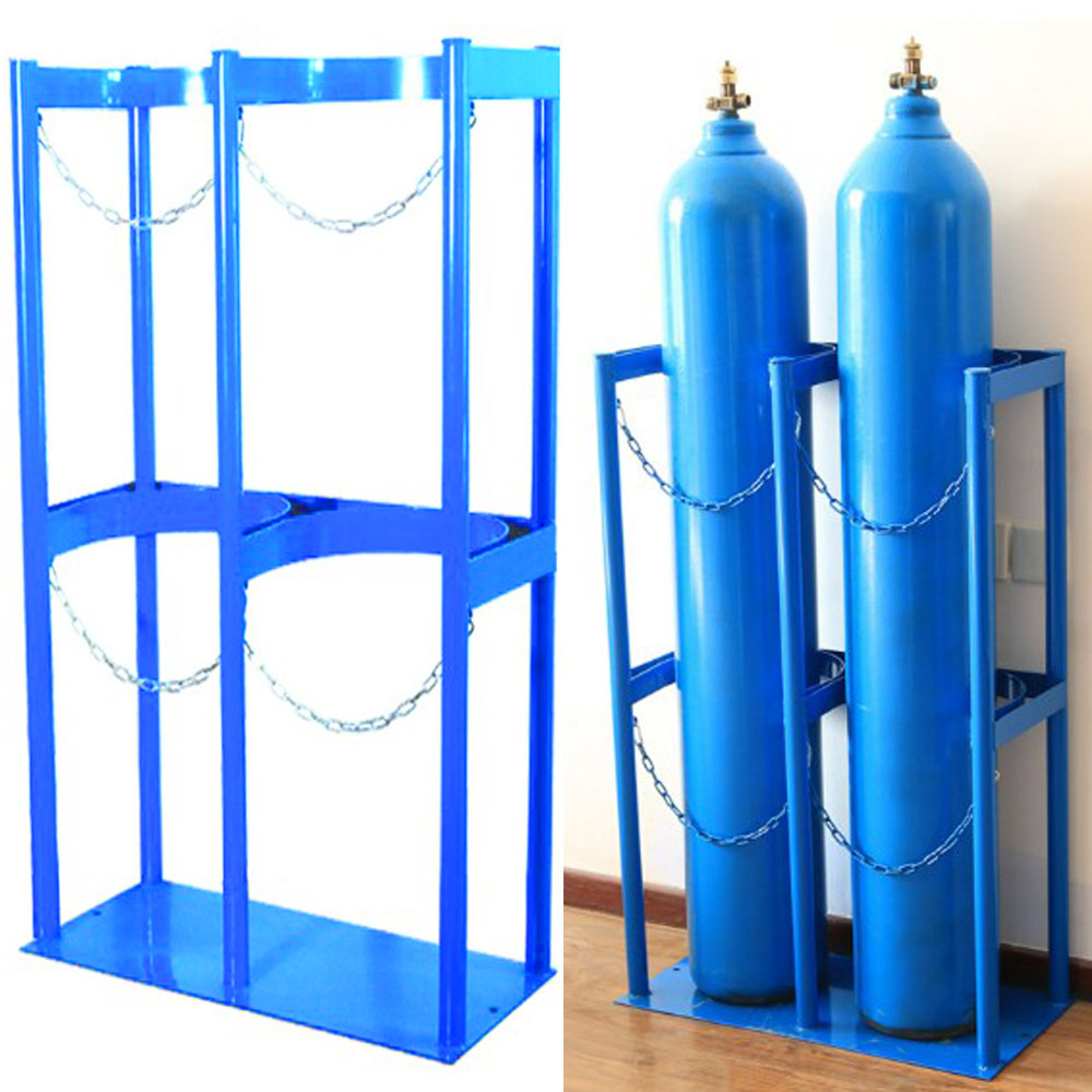 가스통 거치대 산소통 보관함 이동식 고압용기 거치대 1구 2구, 1개, 블루 155,000원