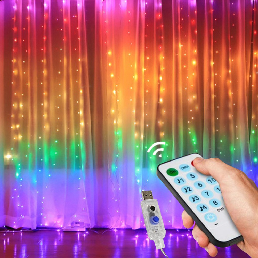 21세기트랜드 소리 반응 USB 리모컨 커튼 와이어 줄전구 3m 300구, 1개 18,500원