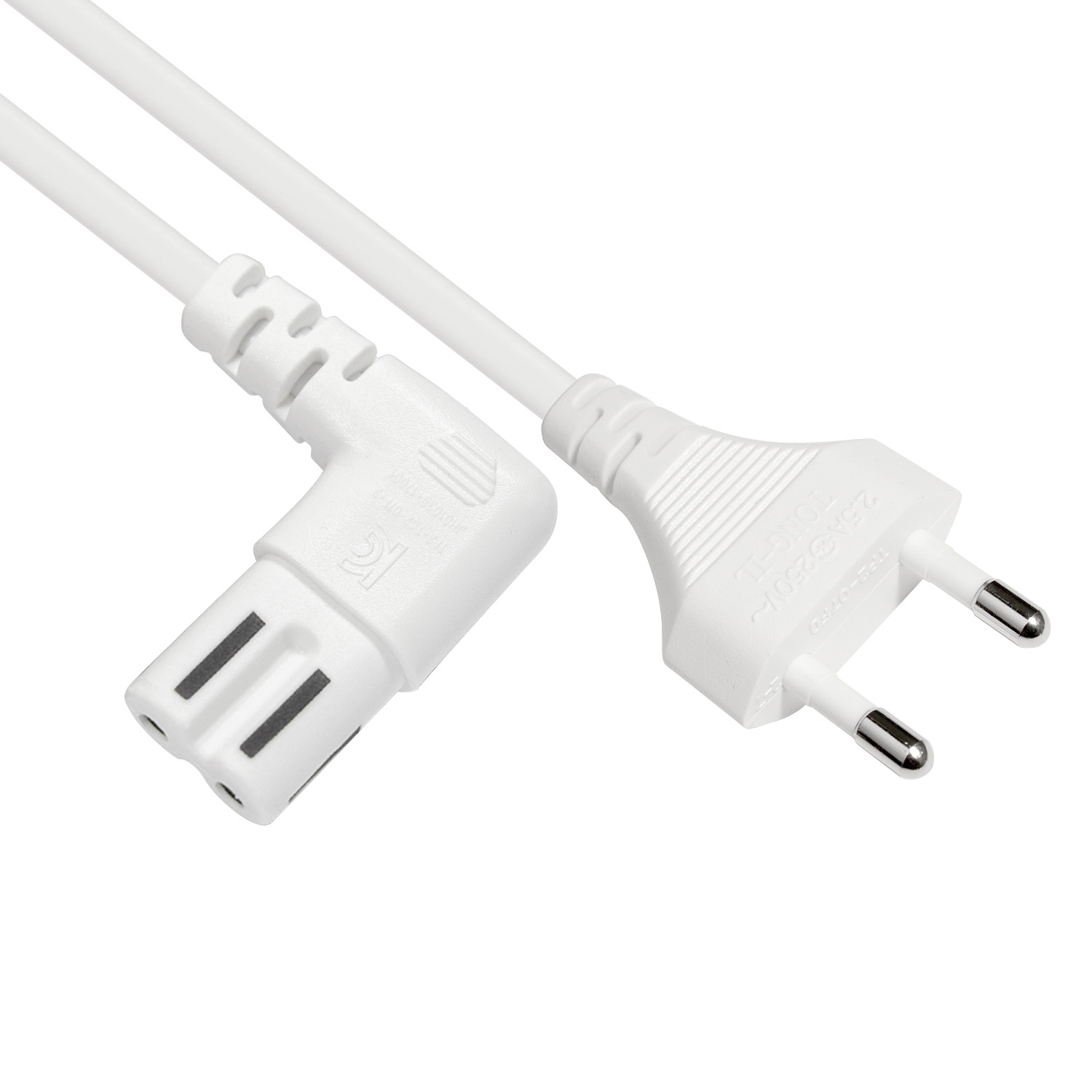 마하링크 국산 AC 8자 코드 ㄱ자 꺽임 파워케이블 1M ML-WL001 화이트 전원AC 220V 2.5A 0.75mm x 2C 노트북 아답터등 다양한 소형 가전기기에 사용 6,300원