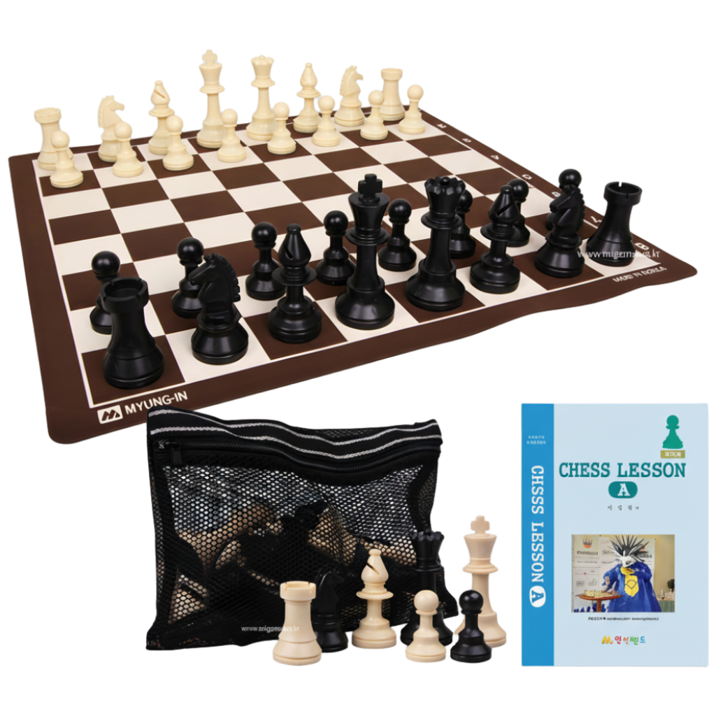 [명인랜드] 정규 규격 체스 세트 50x50cm 대회용 입문자 교육용 풀세트 (체스판+말+가방+교재 포함), 1개, 현재가 37,050원