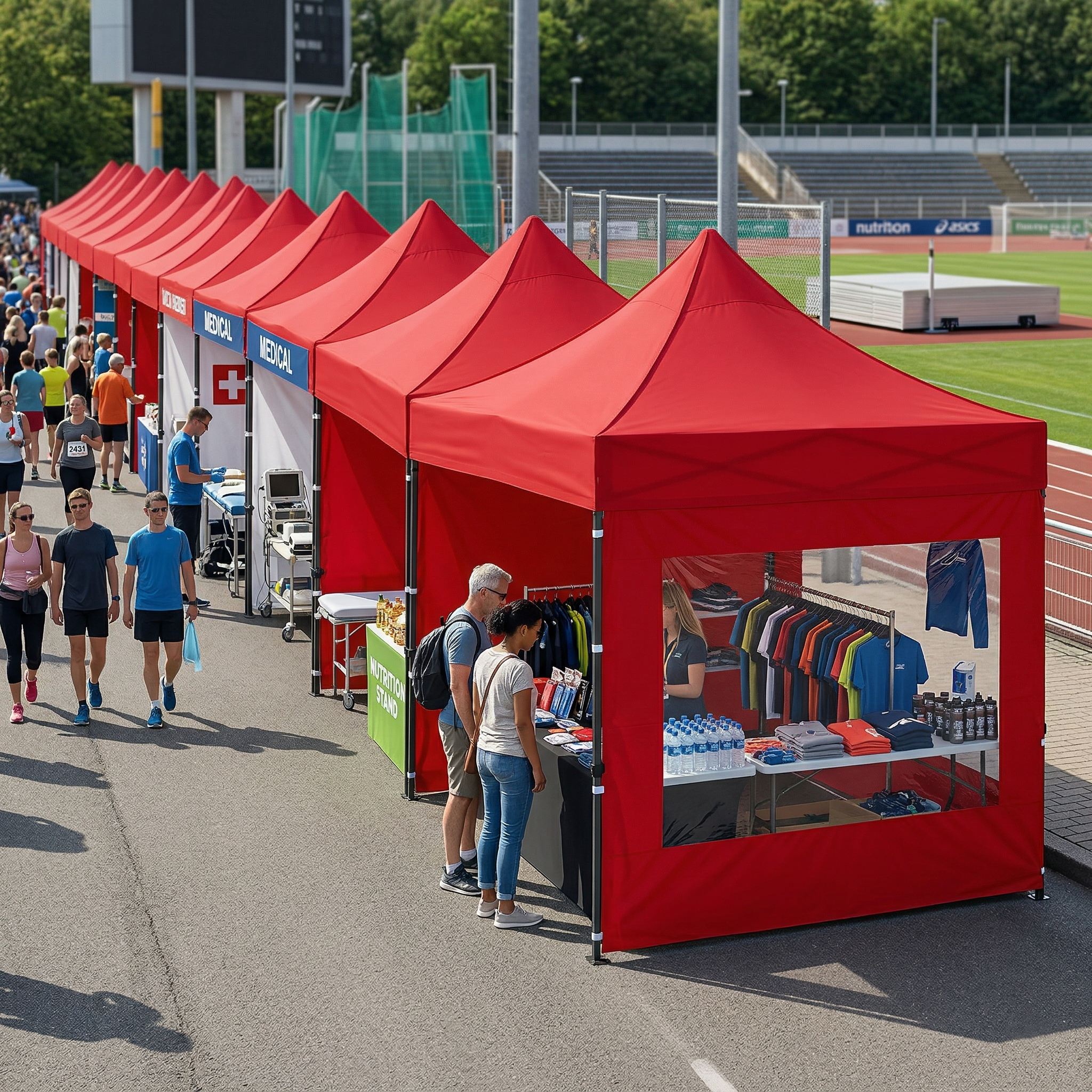 접이식 캐노피 바람막이 천막 행사용 캠핑용 야외 이동식 테라스 4면 바람막이 옥상 포차 겨울 방풍 대형, 레드 228,000원