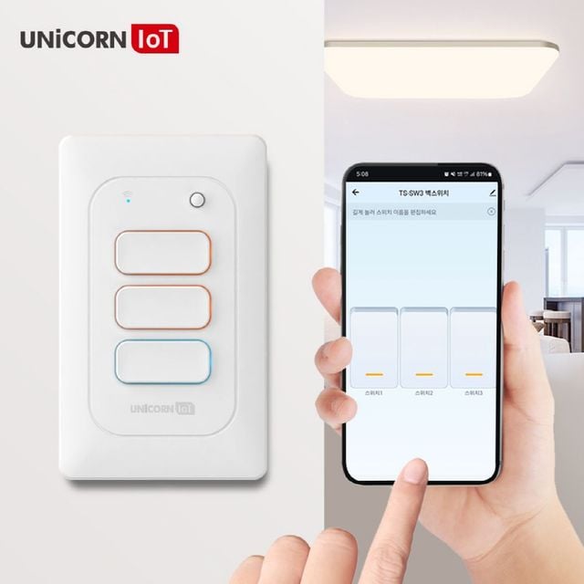 유니콘IoT 3구 스마트 벽스위치 무선원격제어 TS-SW3 31,800원