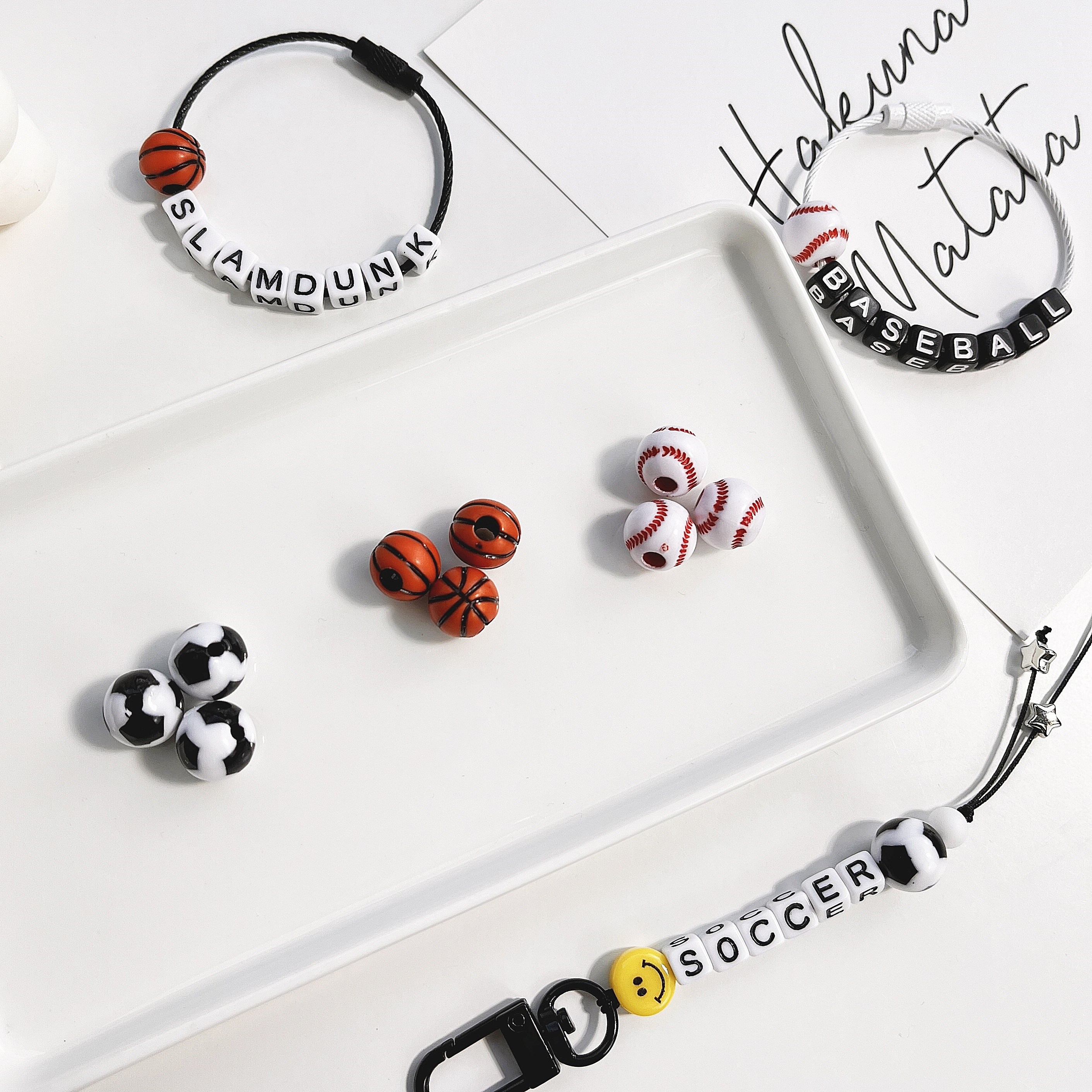 [6개]관통형 아크릴 12mm 스포츠볼 3종 3-561 농구 축구 야구 공 비즈키링 재료 1,500원