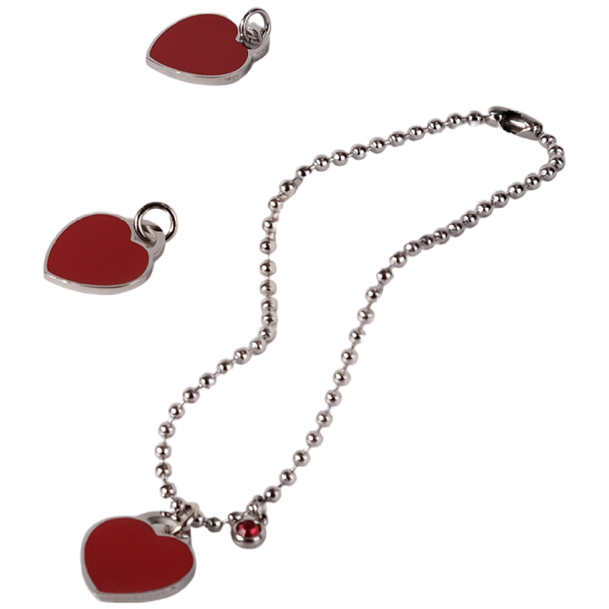 MX PET 레드 하트 써지컬 체인 목걸이 358X 소형견용 강아지 고양이 반려견 이름표 각인, 1개, 레드 22,900원