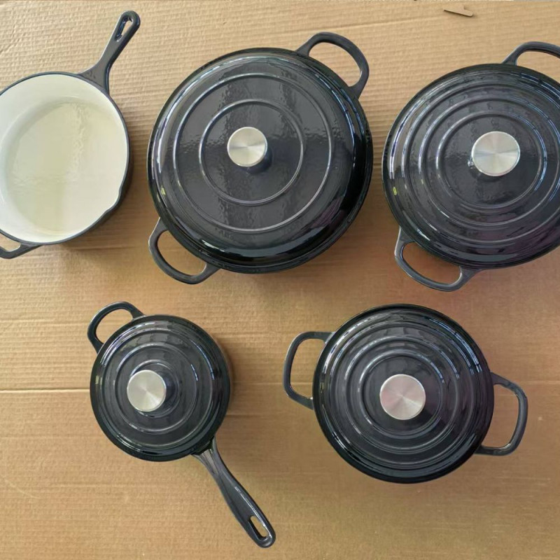 주방용품 주철 냄비세트 가정용 스튜 냄비 프라이팬 수프 냄비 조리도구 포함 내열성 좋은 실용적인 주방세트 예쁜 디자인, 1개, 동일 구성, 5피스 세트 - 그레이 212,600원