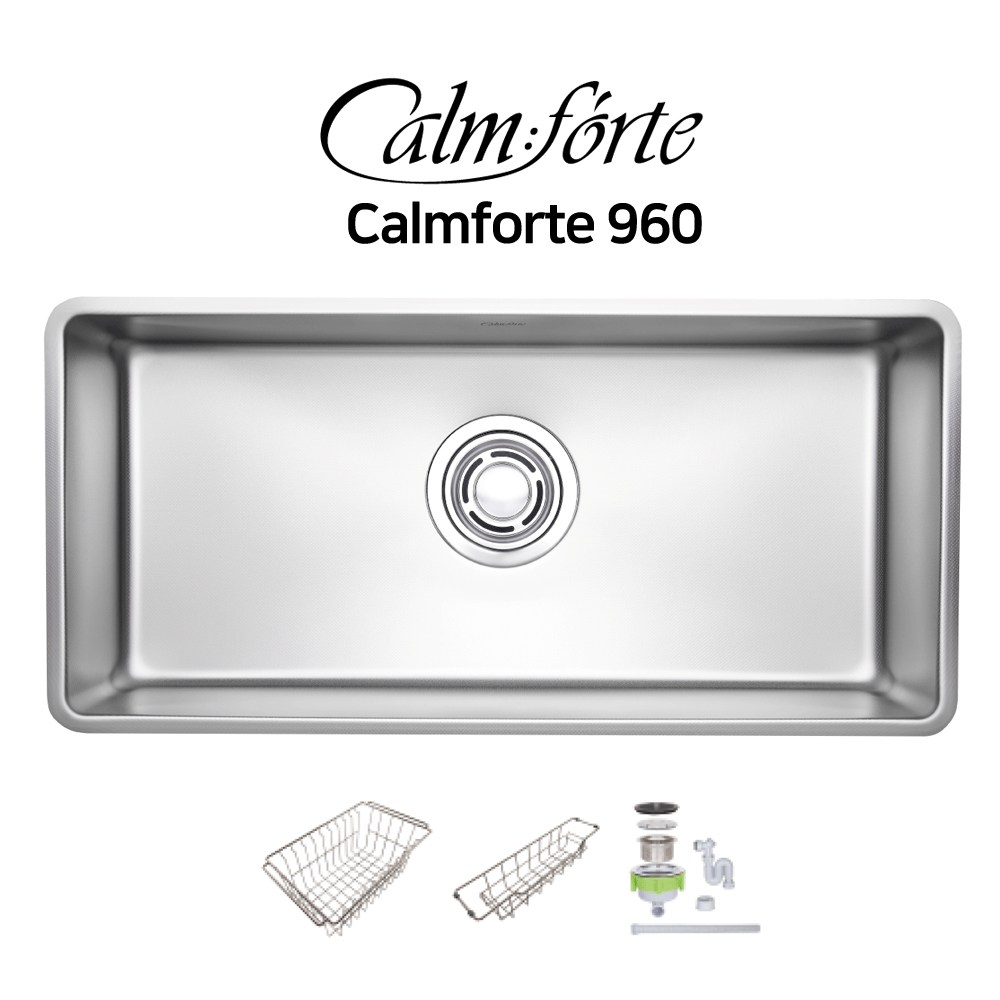 백조 사각싱크볼 깜뽀르테 960 씽크볼 올스텐배수구 바구니 스텐 커버 포함 535,000원