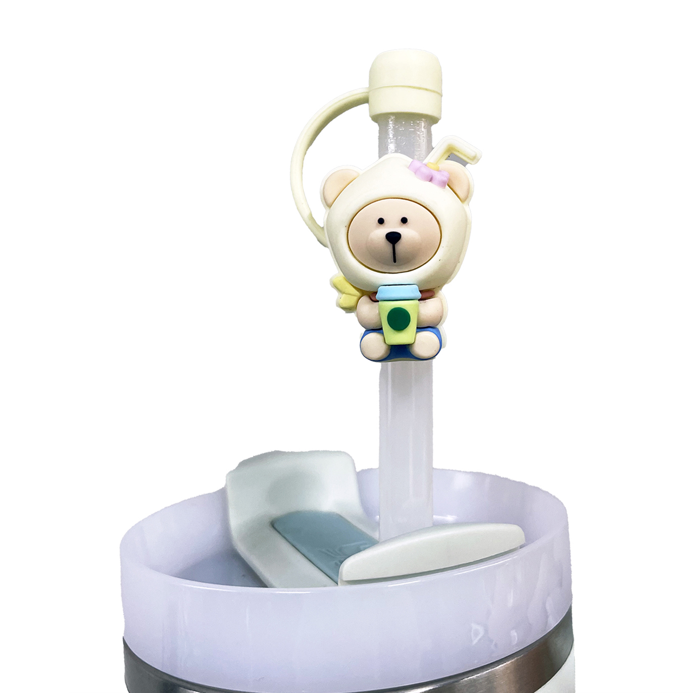 줄라이크 실리콘 텀블러 빨대 마개, 코코넛베어, 1개 5,900원