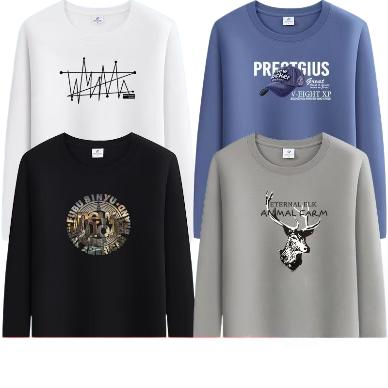 춘추 남성 1+1+1+1 빅사이즈 라운드 면 긴팔 루즈핏티셔츠 데일리룩 43,900원