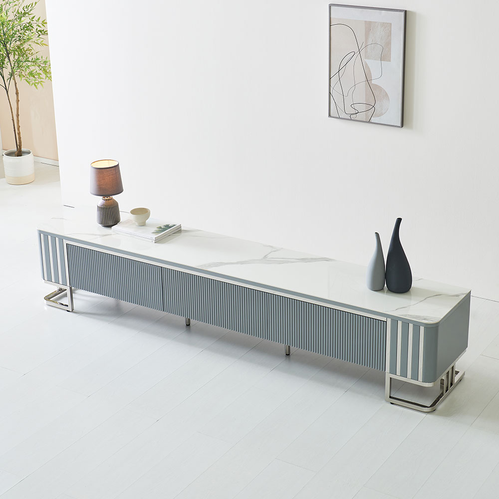 무트 2200 템바보드 거실 tv 다이 선반 장식장 세라믹 거실장, 화이트 619,680원