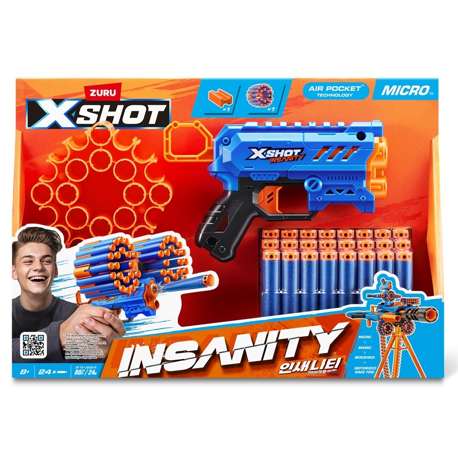 엑스샷 아동용 인새니티 마이크로 24 스펀지 다트 장난감 총 8,110원