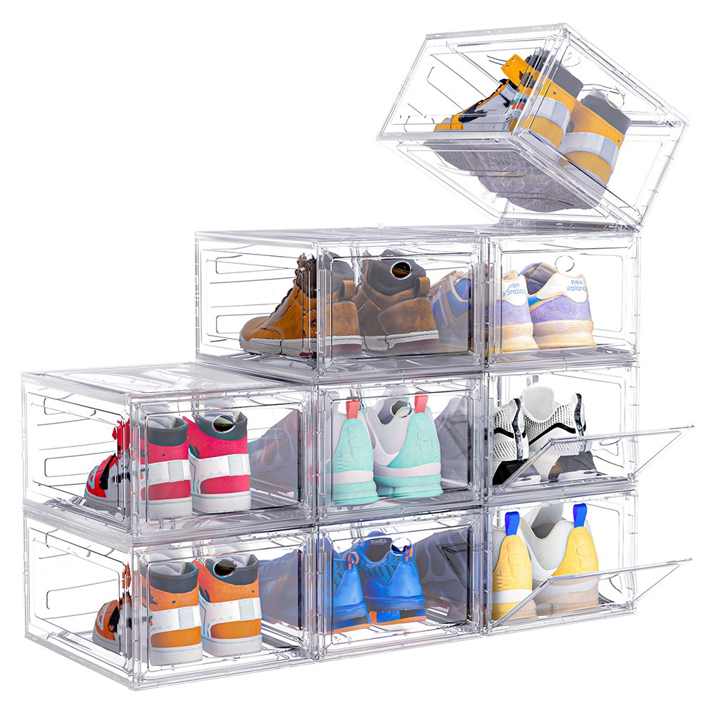 Ruesious 투명 플라스틱 신발 정리함 아크릴 신발 케이스, 9개, 화이트 80,500원