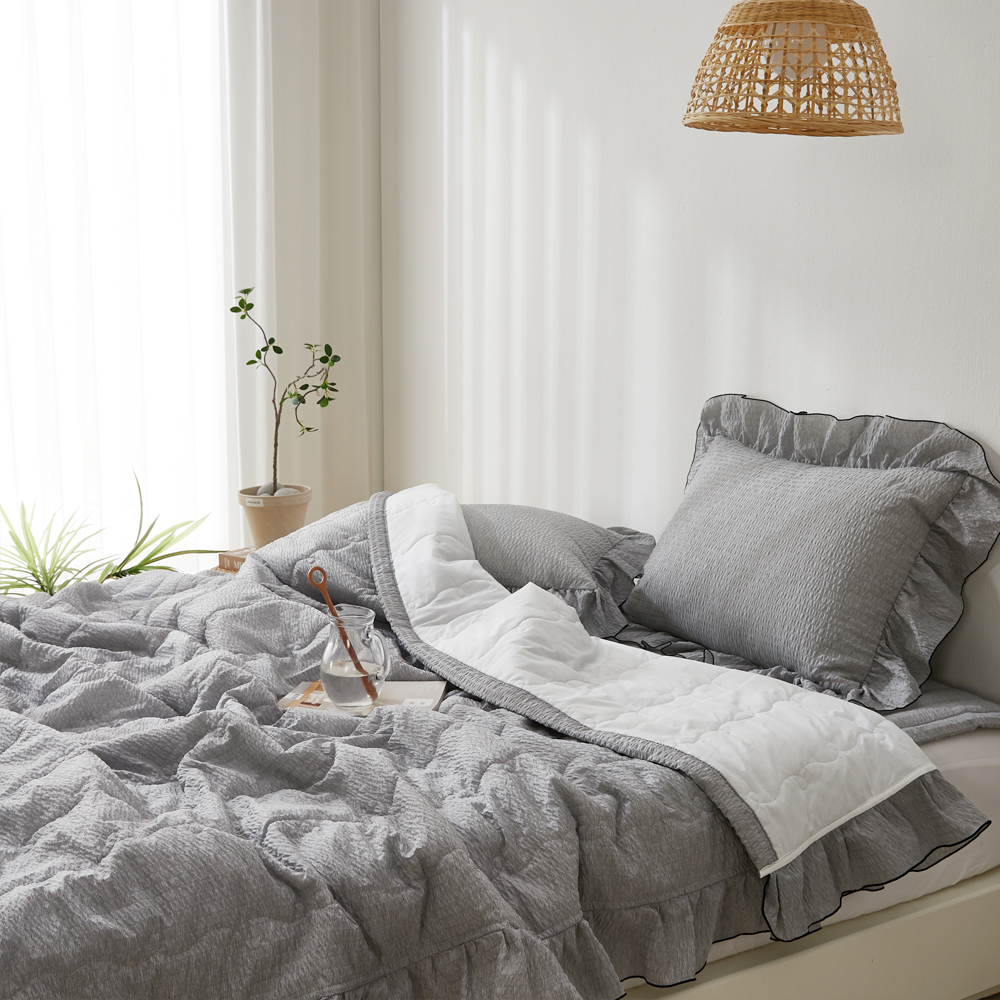 모던 솔리드 프릴 캉캉 시어서커 이불 + 베개커버 세트 50,970원