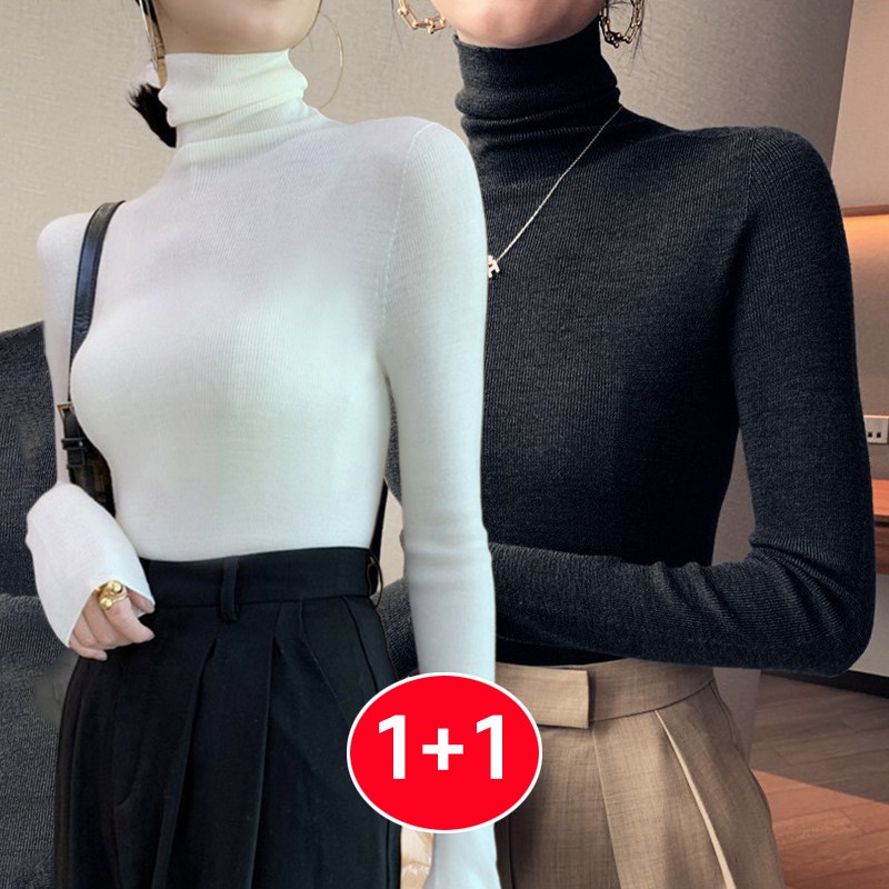 TIMEPURE 베이직 스웨터 히트넥 더기넥 두꺼운 레이어드 슬림핏 터틀넥 골지목폴라 2개1세트 기본 내의 니트 티셔츠 2종 여성 높은 하이넥 두꺼운 상의 롤넥 30,900원