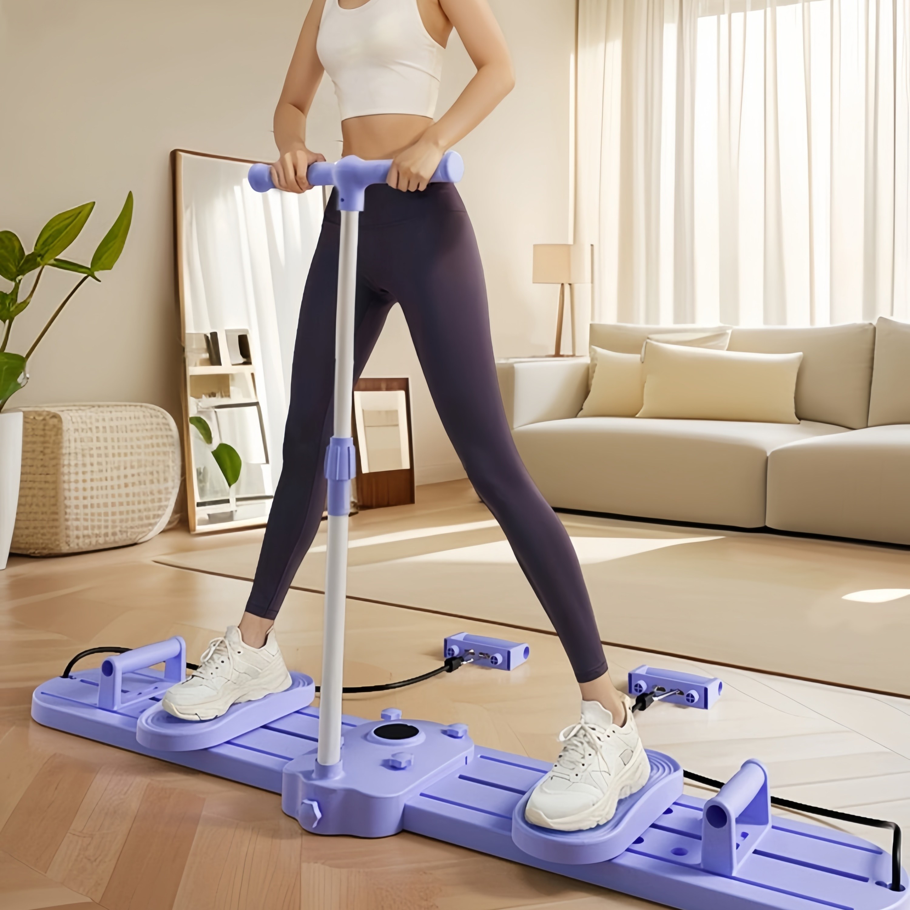 MeFun 스키 머신 홈트 기구 접이식 분리형 레그머신 슬라이드 하체 허박지 운동기구 손잡이+탄력 밴드+조절식 푸시업세트 포함, 퍼풀(세트) 49,900원