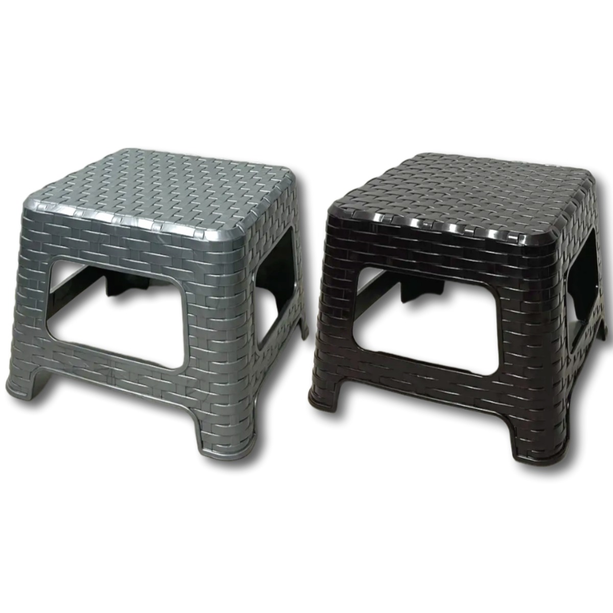 [나코] 낮은 플라스틱 라탄 간이 보조의자 튼튼한 사각 행사 고하중 편의점 발받침, 1개, 낮은체크 초코브라운 8,000원