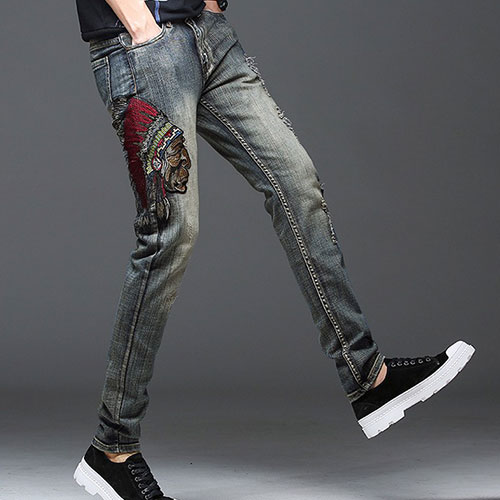 신델 직수입 데님 남성 인디언 자수 일자 청바지 h1330 48,700원