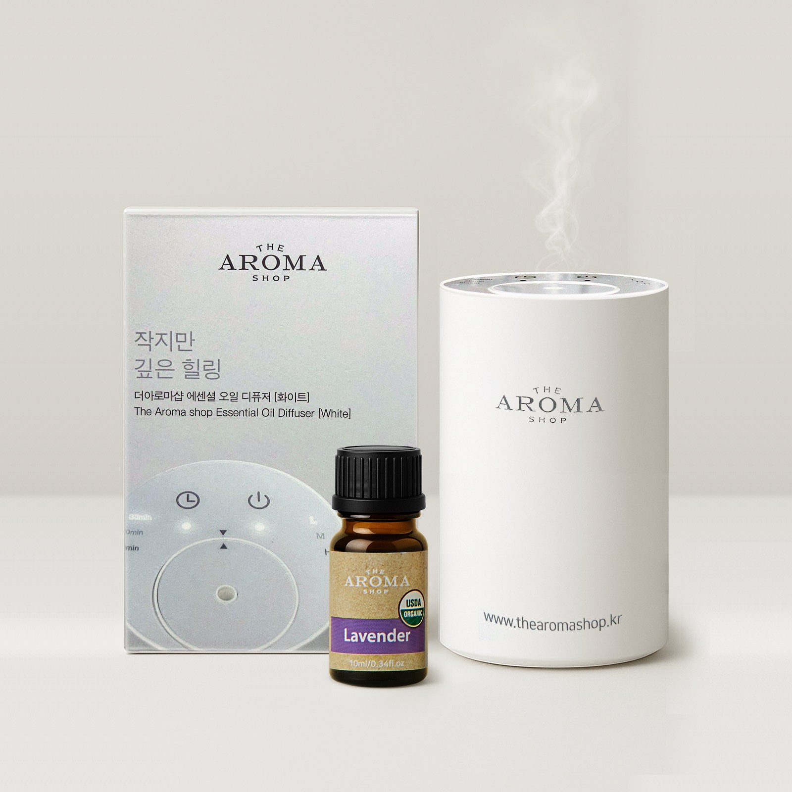 [전자 디퓨저+에센셜오일 1종] 네뷸라이징 실내 차량용 방향제 / C타입 USB 충전식 무선 아로마 디퓨저 세트 / 자동분사 더아로마샵 49,000원