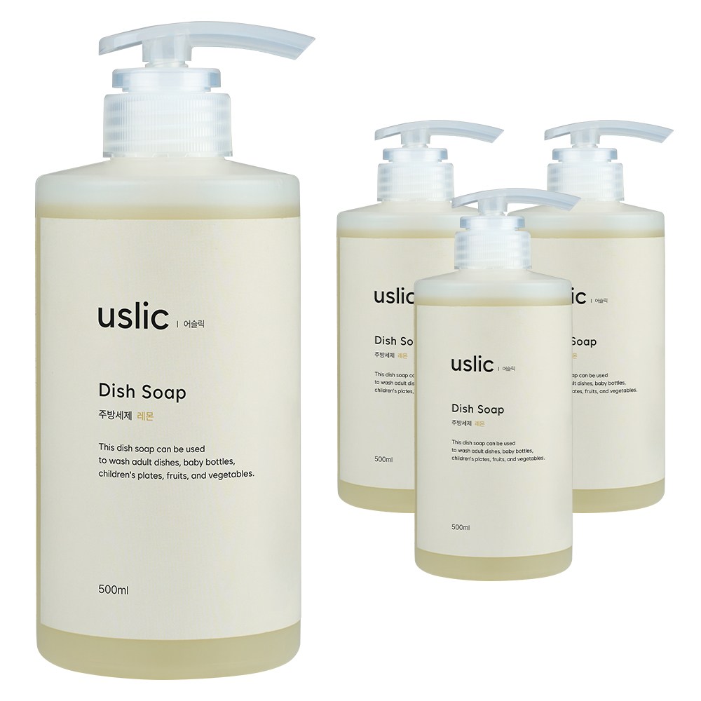 어슬릭 자연유래 1종 천연 주방세제, 레몬, 맨손보호성분 저자극, 4개, 500ml 15,900원