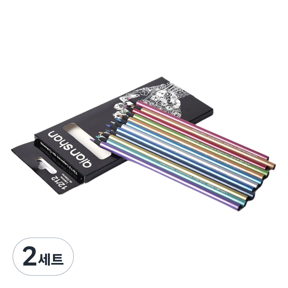 코히모 펄 반짝이 메탈릭 하이라이트 색연필 세트 4W070, 2세트, 12색 15,300원