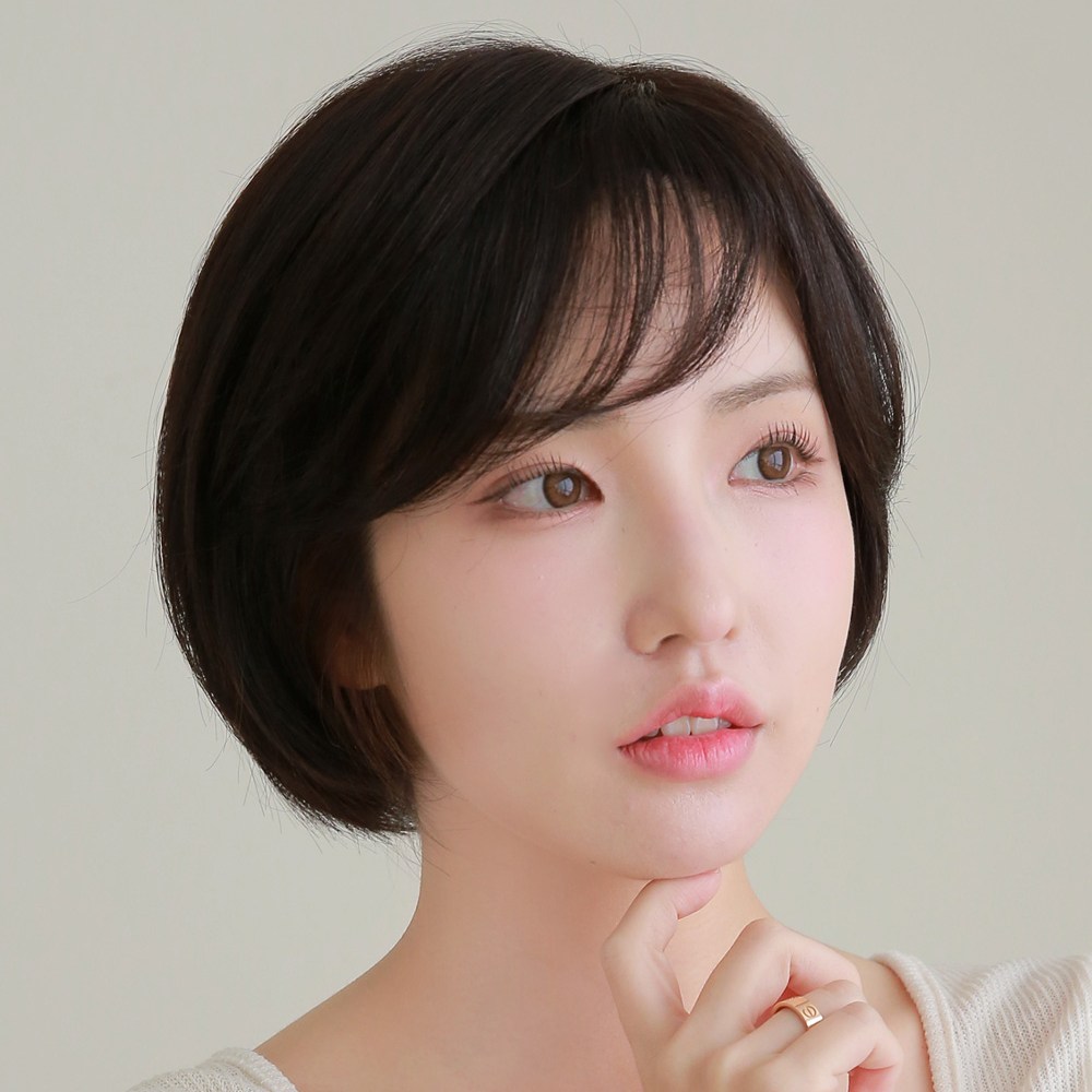 [W1063] 브리스 숏단발 커트 여성 통가발 인모100%, 진한갈색, 1개 699,000원