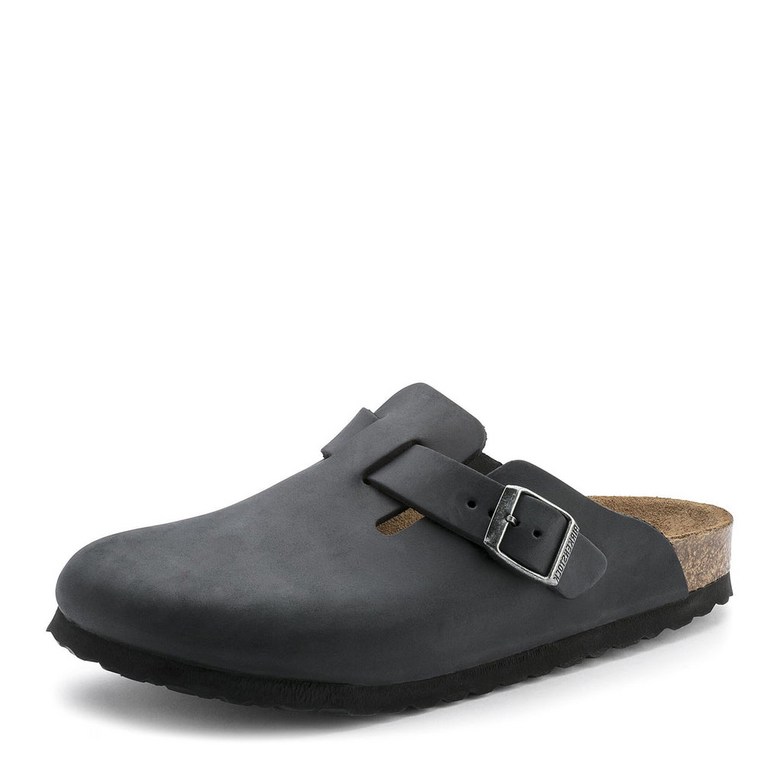 Mens Birkenstock, Boston Soft Fooed Clog - Regular Fit Black Oiled Leather 387,500원