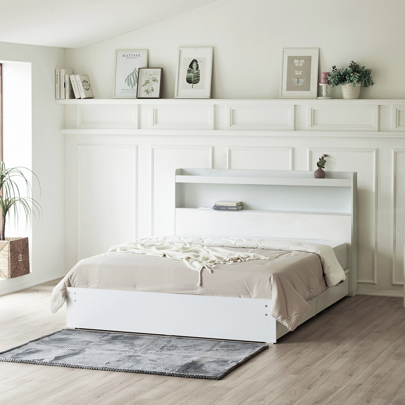 하포스 유니티 E0 와이드 2단 서랍형 LED 수납 침대 프레임 + 매트리스 세트 지정일설치 389,000원