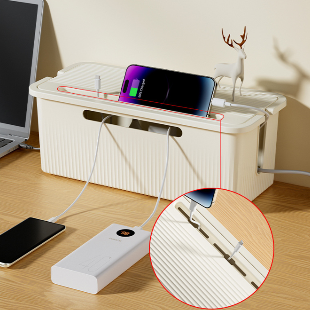 리노이 감전방지 전선정리 충전선 홀 있는 멀티탭 정리함, 화이트, 1개 10,200원