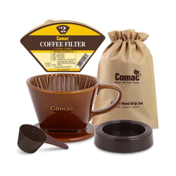 코맥 갈색 자기 핸드드립 자기드리퍼 10.8 x 8.6 cm + 여과지 2~5인용 100p + 계량스푼 + 받침대 + 보관주머니 세트, 드리퍼+여과지+스푼+받침대+주머니세트, 1세트 28,950원