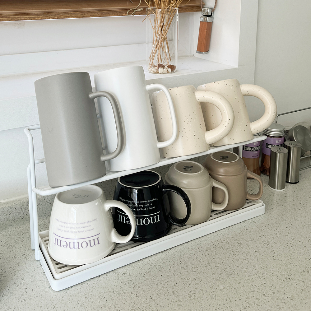 리빙공감 물빠짐 컵보관 건조대, 2단, 화이트, 1개 15,400원