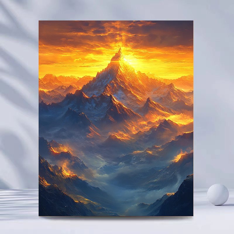 일출 DIY 보석십자수 액자 캔버스형 태양 황금빛 풍경 태양 생기 그림 풍수 인테리어 거실 현관 인테리어 풍수지리 장식품 개업선물 40X50CM 23,630원