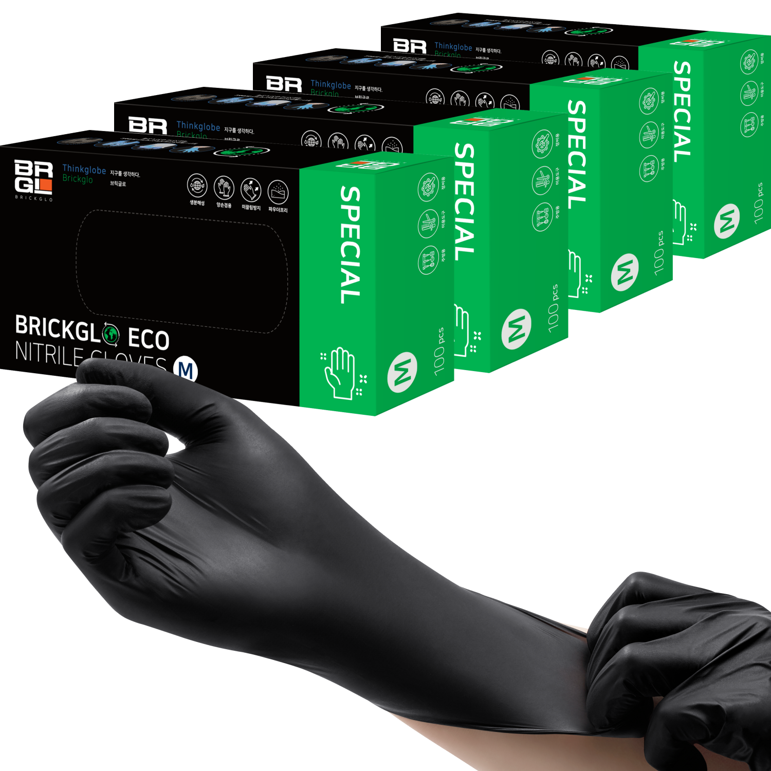 브릭글로 생분해성 에코 니트릴장갑 100p, 블랙, 중(M), 4개 36,800원