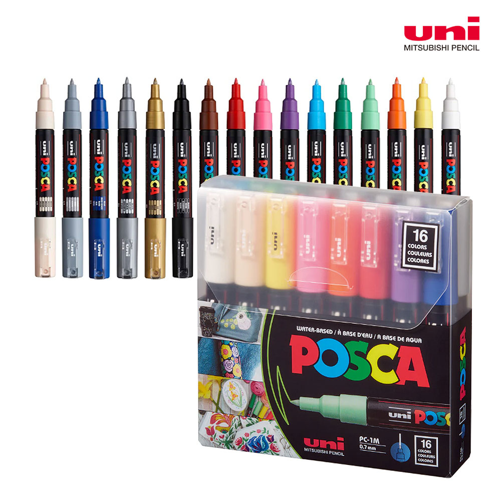 유니 포스카 마카 1M 16색세트 페인트 아크릴 형광 칼라 수성마카 45,000원