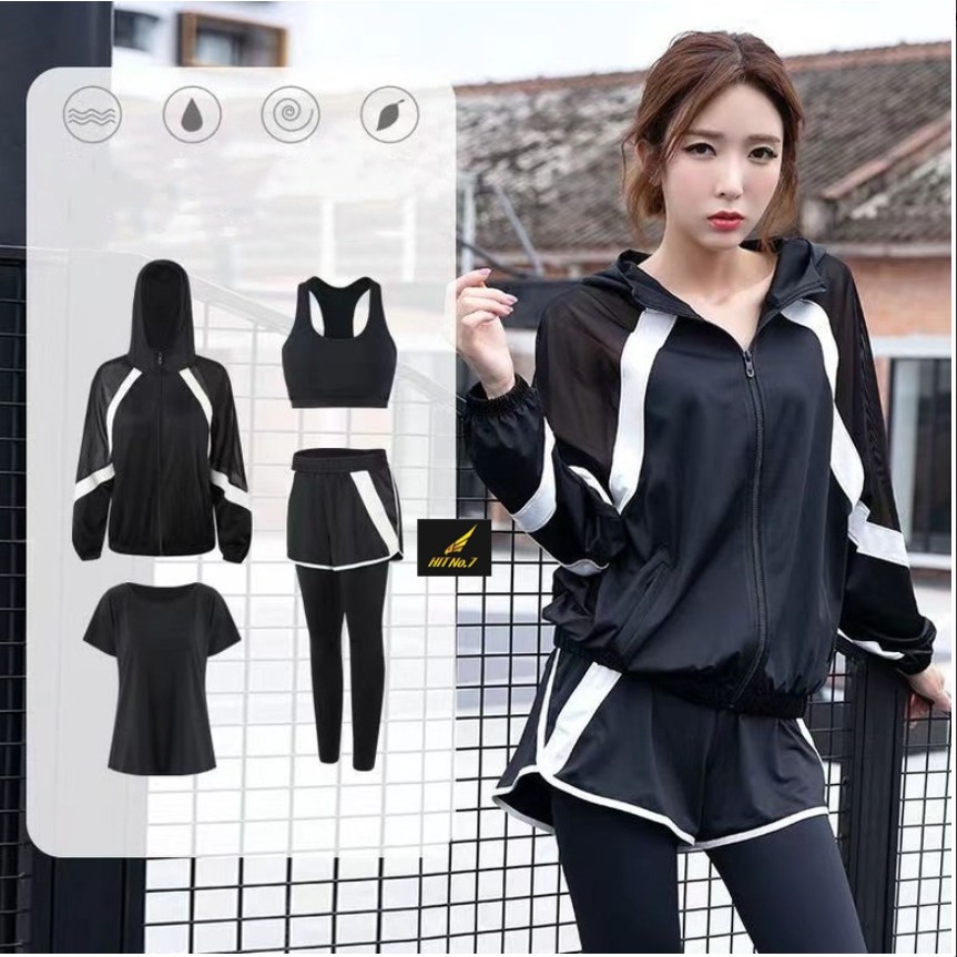 HIT No.7 히트세븐 여성 루즈핏 요가 헬스복 4종세트 필라테스 트레이닝복 세트 반팔 레깅스 봄 여름 간절기 운동복 HIT No.7 K3 38,580원