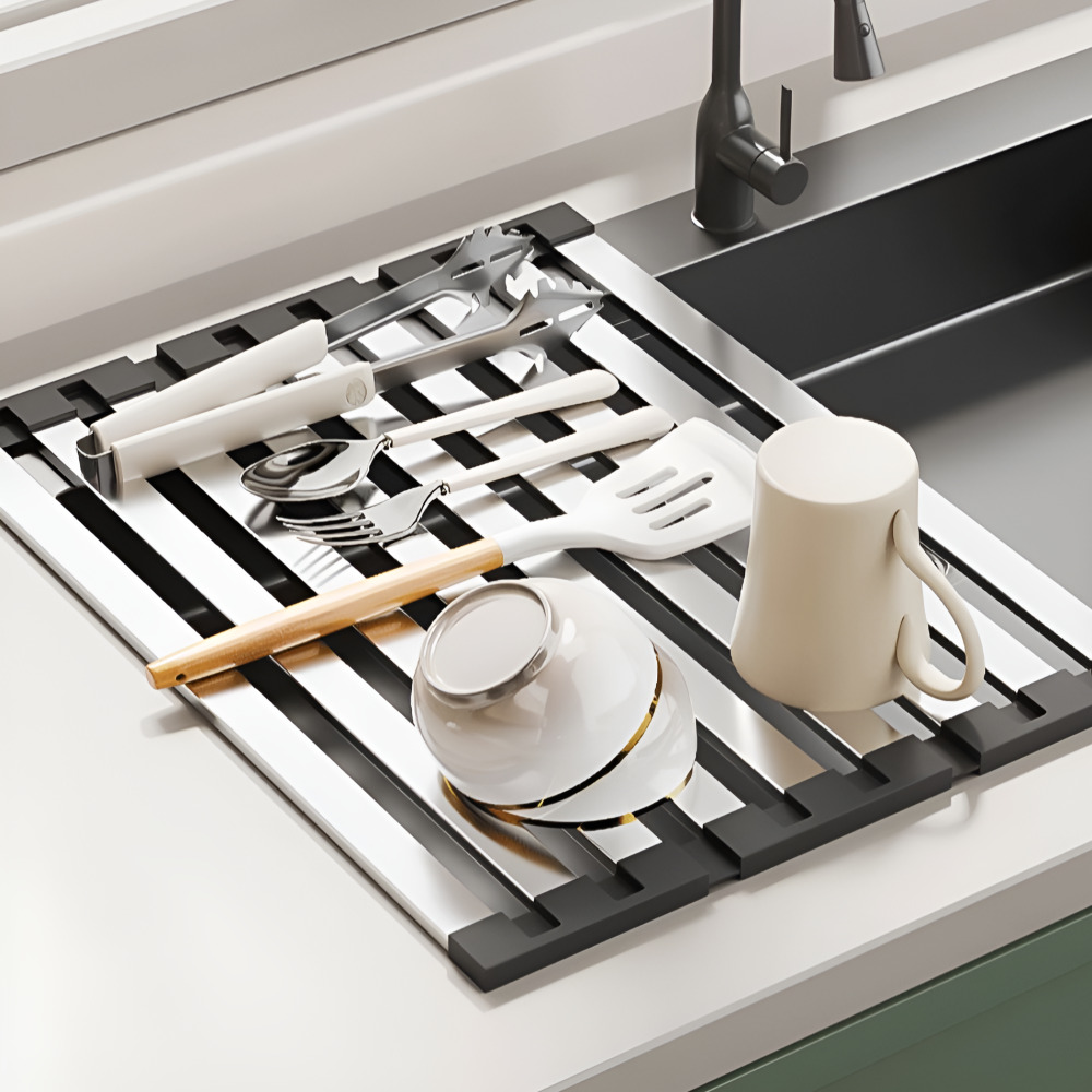 비블럭 스텐 304 접이식 물빠짐 식기 건조대, 단일 색상, 1개, 현재가 13,730원