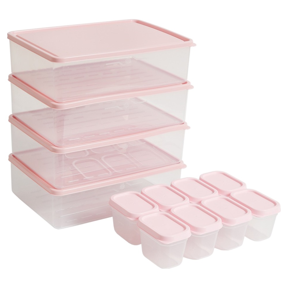 비트리 휘어지는 냉동실 정리용기 시즌2 핑크 2.3L x 4p + 큐브용기 100ml x 8p 세트 37,800원