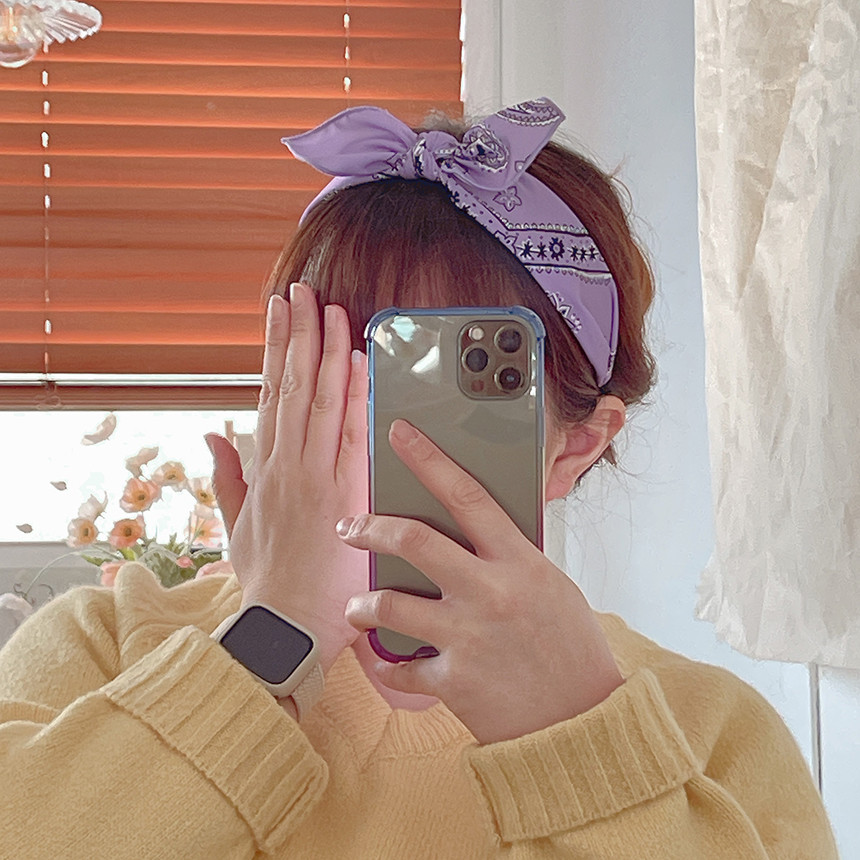 로맨틱모모 (국내제작) 페이즐리 얇은 리본 염정아 머리띠 반다나 여성 헤어밴드 13,500원