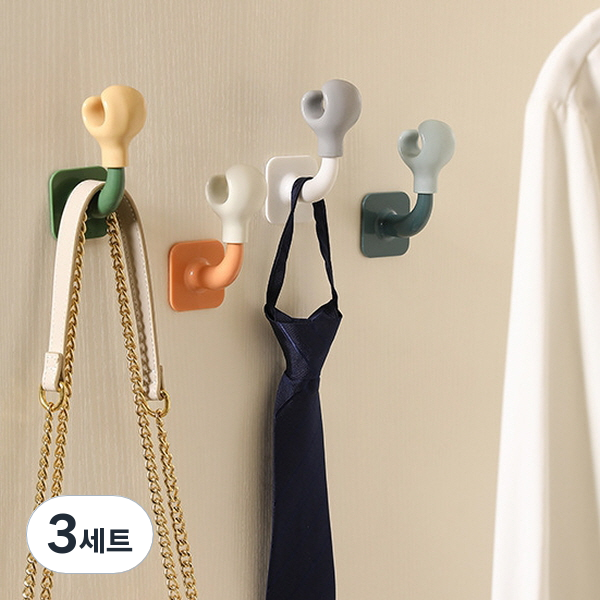 피어니스트 벽부착 현관 소품 무타공걸이 4종 세트, 오렌지, 청록, 화이트, 그린, 3세트 35,700원