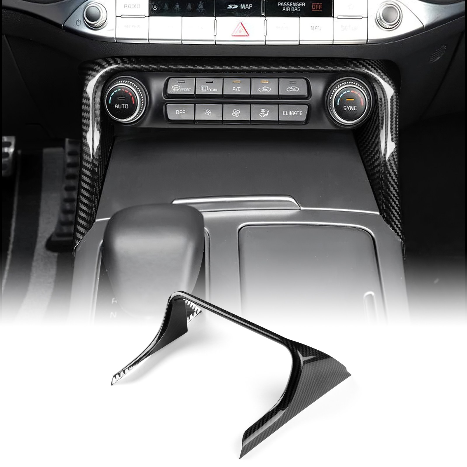 호환 기아 스팅어 2018년 2019년 2020년 2021년 2023년형 자동차 중앙 AC 프레임 인테리어 트림 액세서리용 리얼 하드 카본 파이버 커버 159,900원
