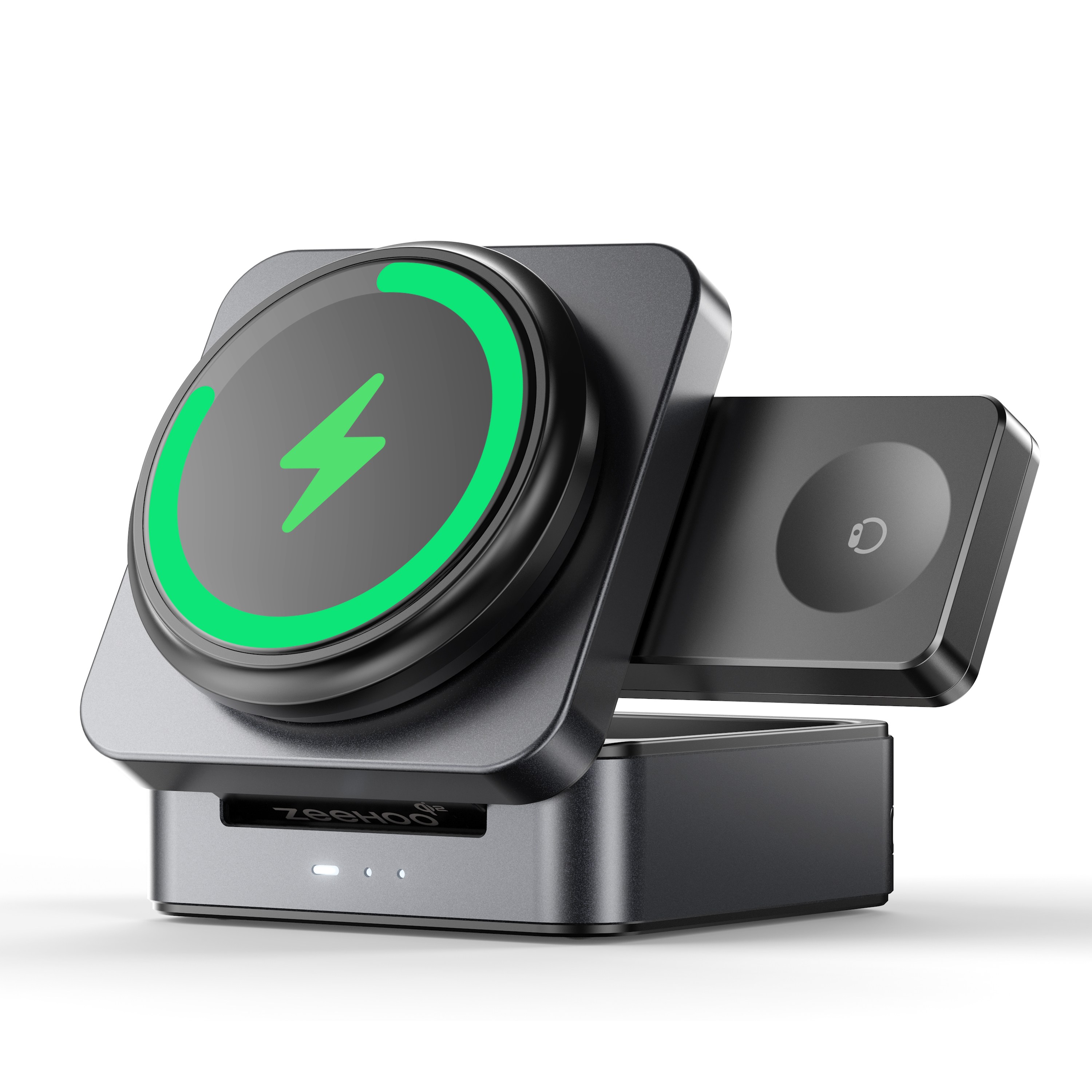 ZeeHoo 3 in 1 무선충전기 FoldTrack, Qi2 아이폰 & 갤럭시 15W 고속 충전, 워치 충전기, 이어폰 충전, 30W 어댑터 포함, 1개, 네뷸러 그레이 75,200원