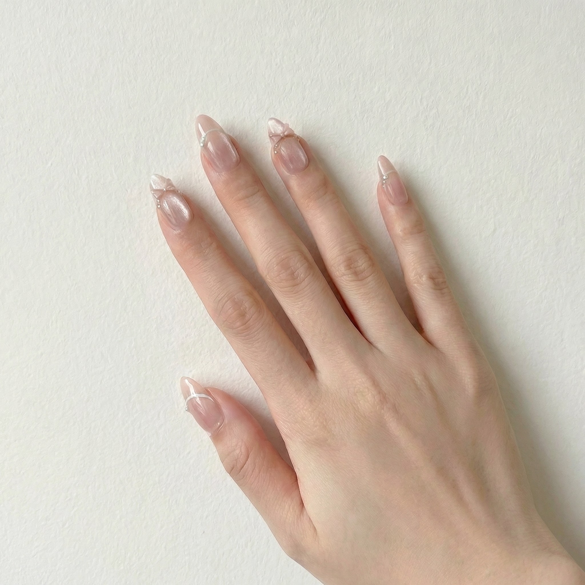 수제 프랑스식 캣아이 리본 네일 팁, 발렌타인 데이 데이트 필수 아이템, 1개, 파리 무도회,M사이즈,10P 22,800원