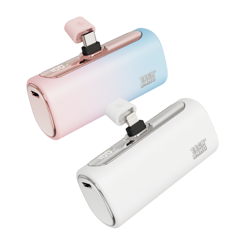 테크뱅 도킹형 고속충전 미니 일체형 핸드폰 보조배터리 아이폰 휴대용 c타입 5000, C타입, 화이트 28,790원