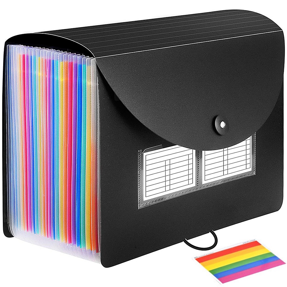 [37포켓 대용량 덮개형] 아코디언파일 무지개+인덱스 라벨 스티커 포켓파일 19,800원