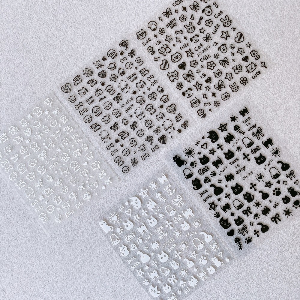 셀프 네일스티커 귀요미 블랙앤화이트 5종세트 7,500원